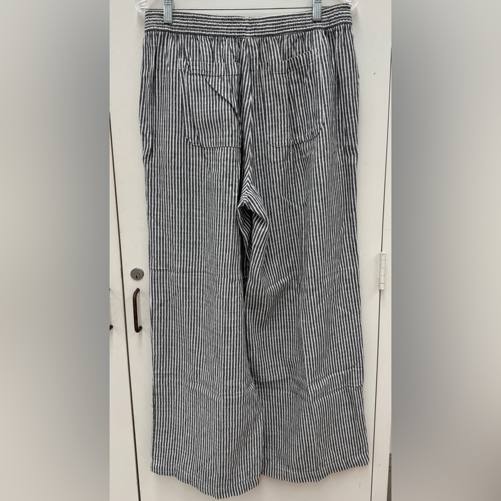Old Navy Cotton/Linen Blend Pull On Striped Wide-Leg Pants- Gray Size M - Picture 7 of 7